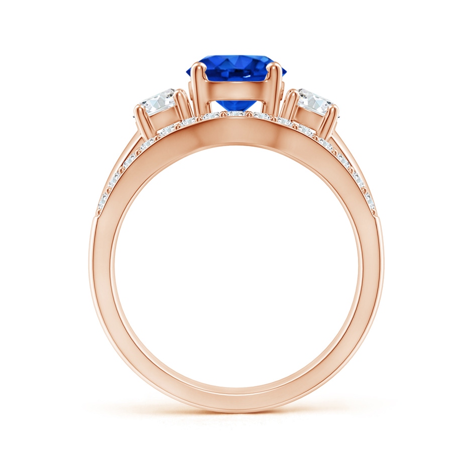 7mm AAAA Sapphire and Diamond Three Stone Bridal Set in Rose Gold side-1
