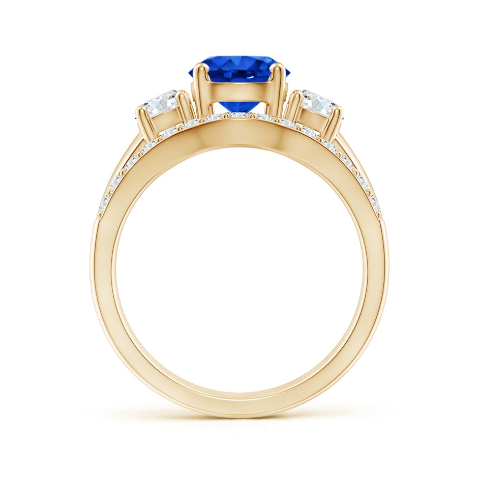 7mm AAAA Sapphire and Diamond Three Stone Bridal Set in Yellow Gold side-1