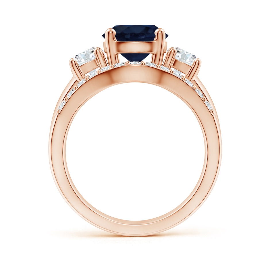 8mm A Sapphire and Diamond Three Stone Bridal Set in Rose Gold side-1
