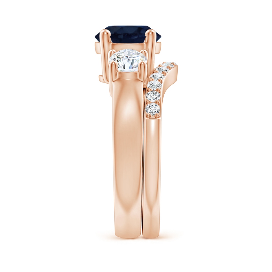 8mm A Sapphire and Diamond Three Stone Bridal Set in Rose Gold side-2
