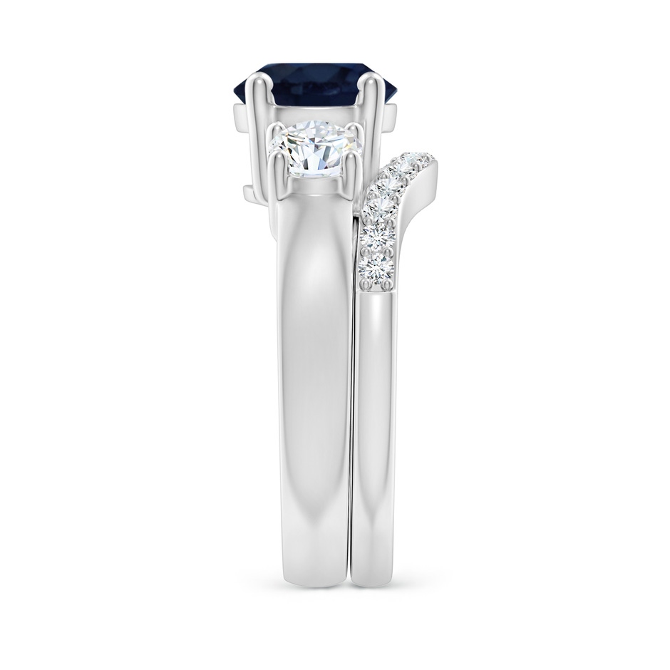 8mm A Sapphire and Diamond Three Stone Bridal Set in White Gold side-2
