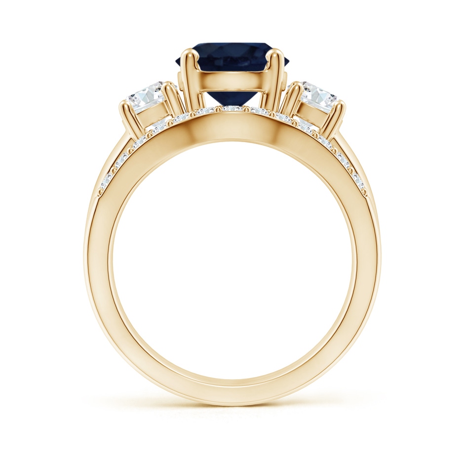 8mm A Sapphire and Diamond Three Stone Bridal Set in Yellow Gold side-1