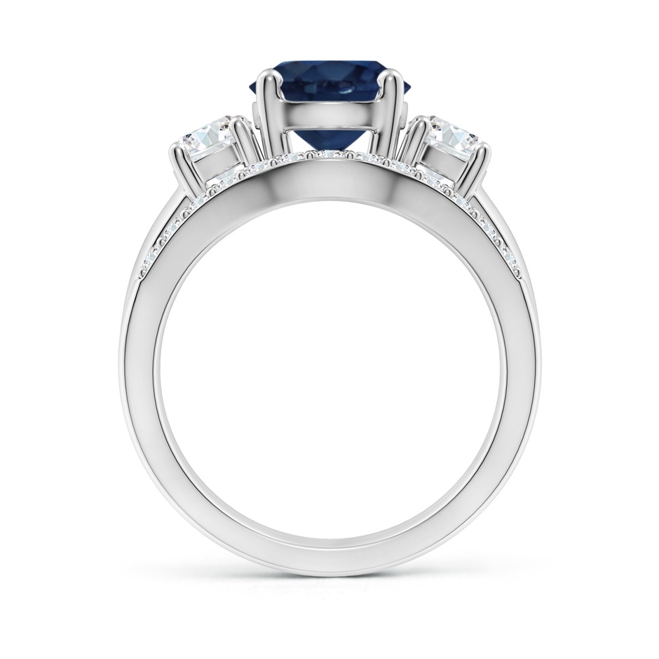 8mm AA Sapphire and Diamond Three Stone Bridal Set in White Gold side-1