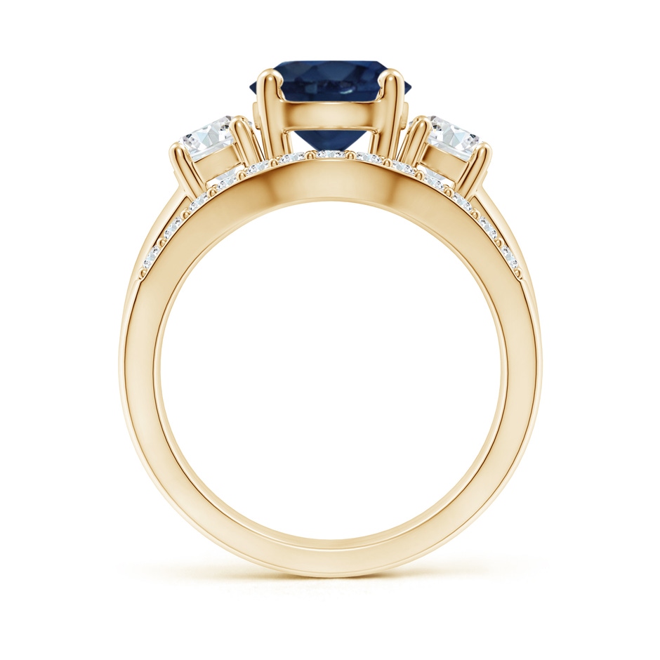 8mm AA Sapphire and Diamond Three Stone Bridal Set in Yellow Gold side-1