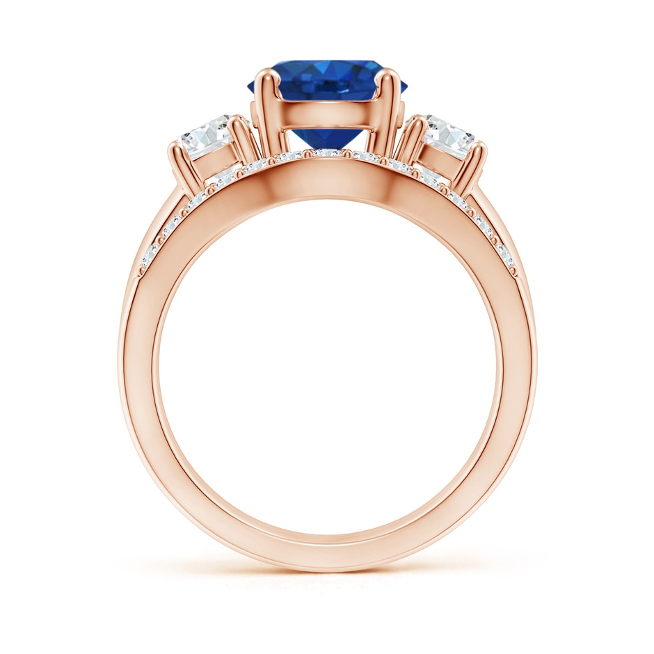 8mm AAA Sapphire and Diamond Three Stone Bridal Set in Rose Gold side-1