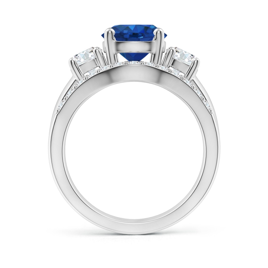 8mm AAA Sapphire and Diamond Three Stone Bridal Set in White Gold side-1