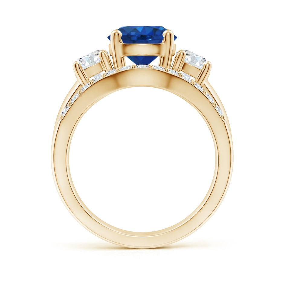 8mm AAA Sapphire and Diamond Three Stone Bridal Set in Yellow Gold side-1