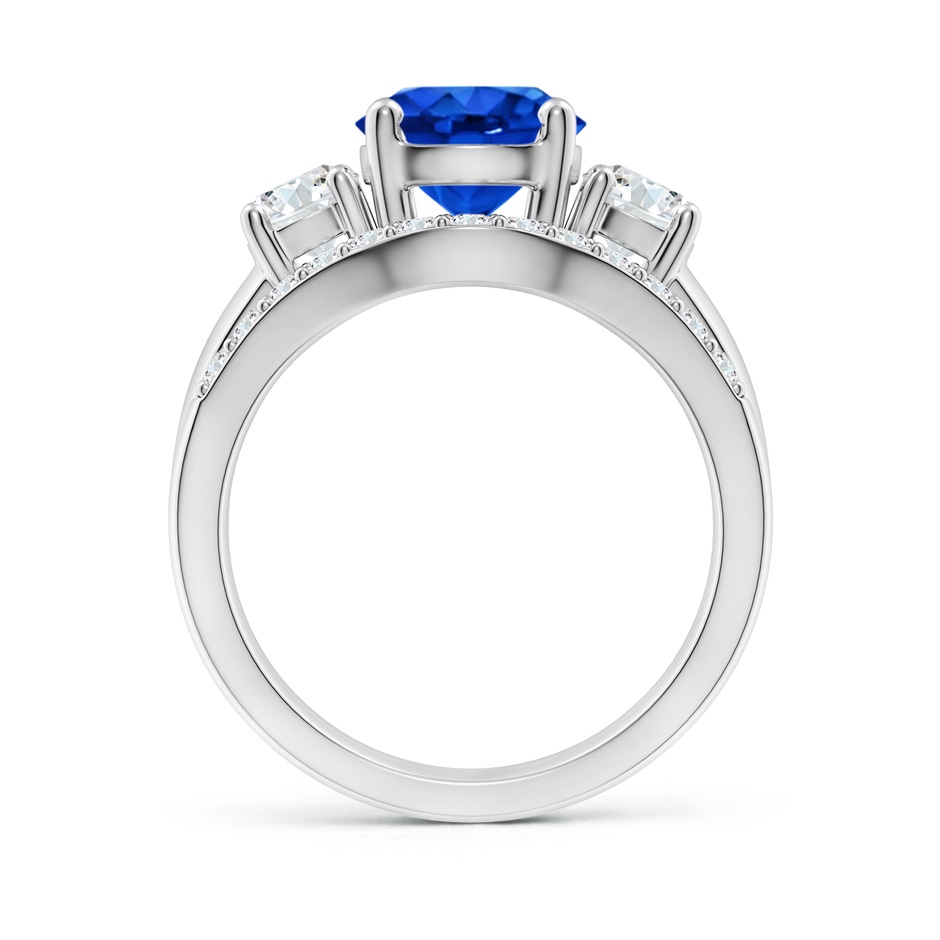 8mm AAAA Sapphire and Diamond Three Stone Bridal Set in P950 Platinum side-1