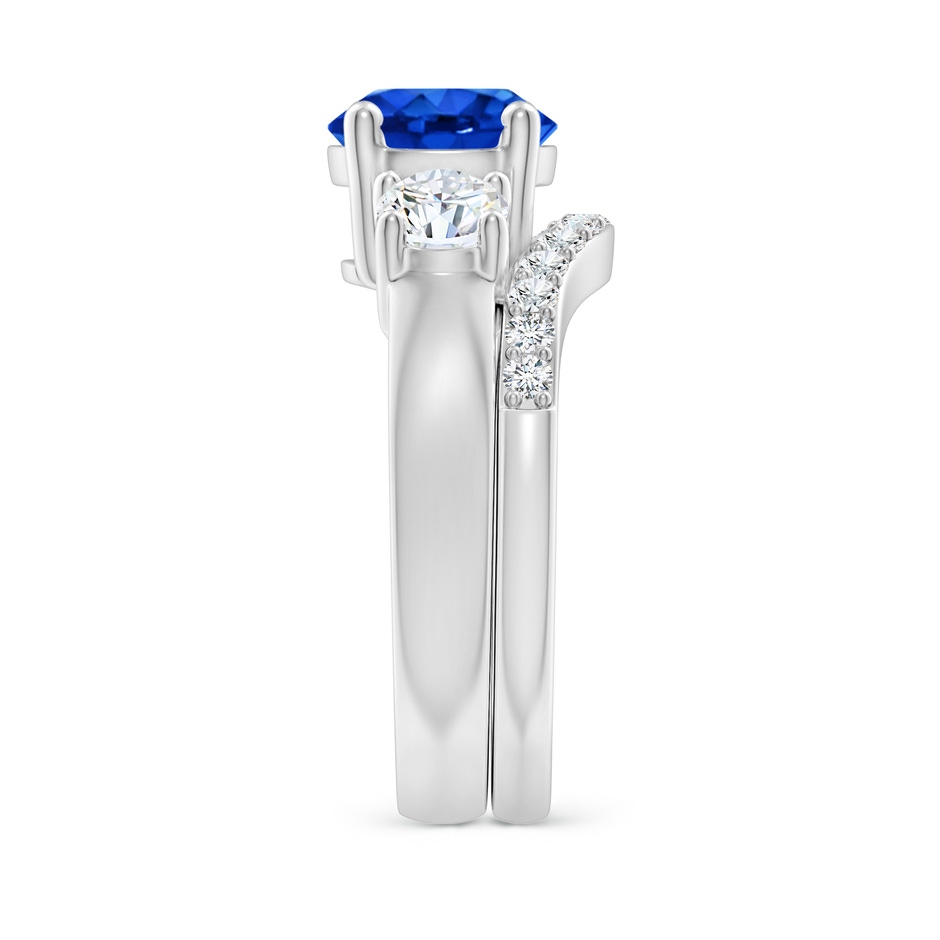 8mm AAAA Sapphire and Diamond Three Stone Bridal Set in P950 Platinum side-2