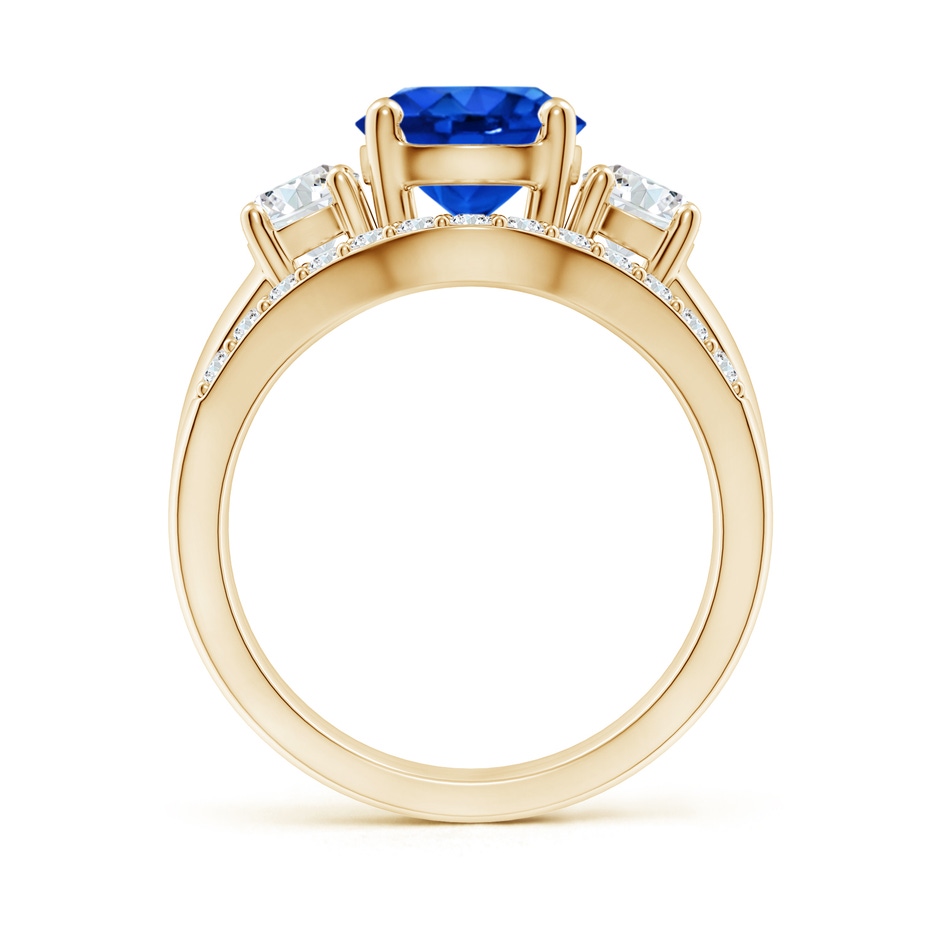 8mm AAAA Sapphire and Diamond Three Stone Bridal Set in Yellow Gold side-1