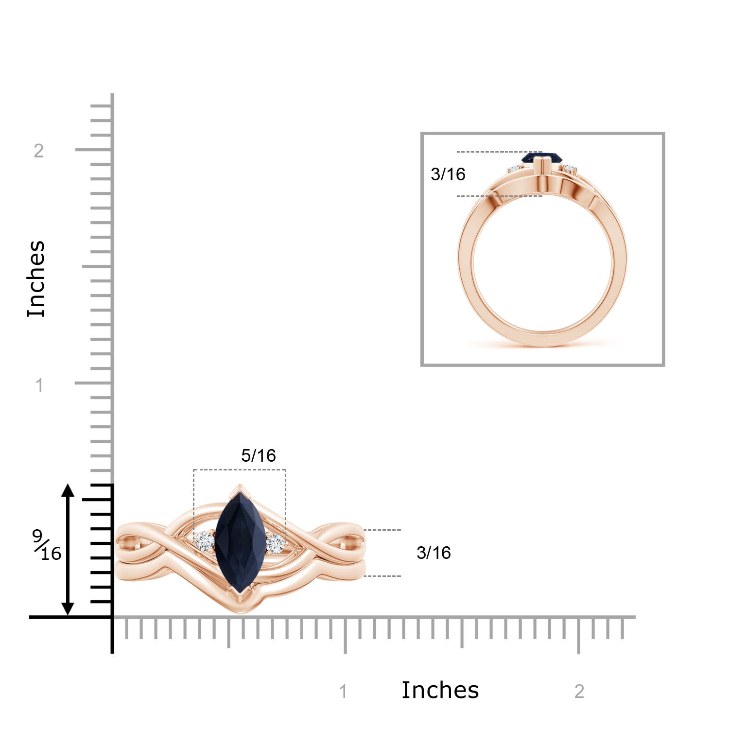 A - Blue Sapphire / 1.18 CT / 14 KT Rose Gold