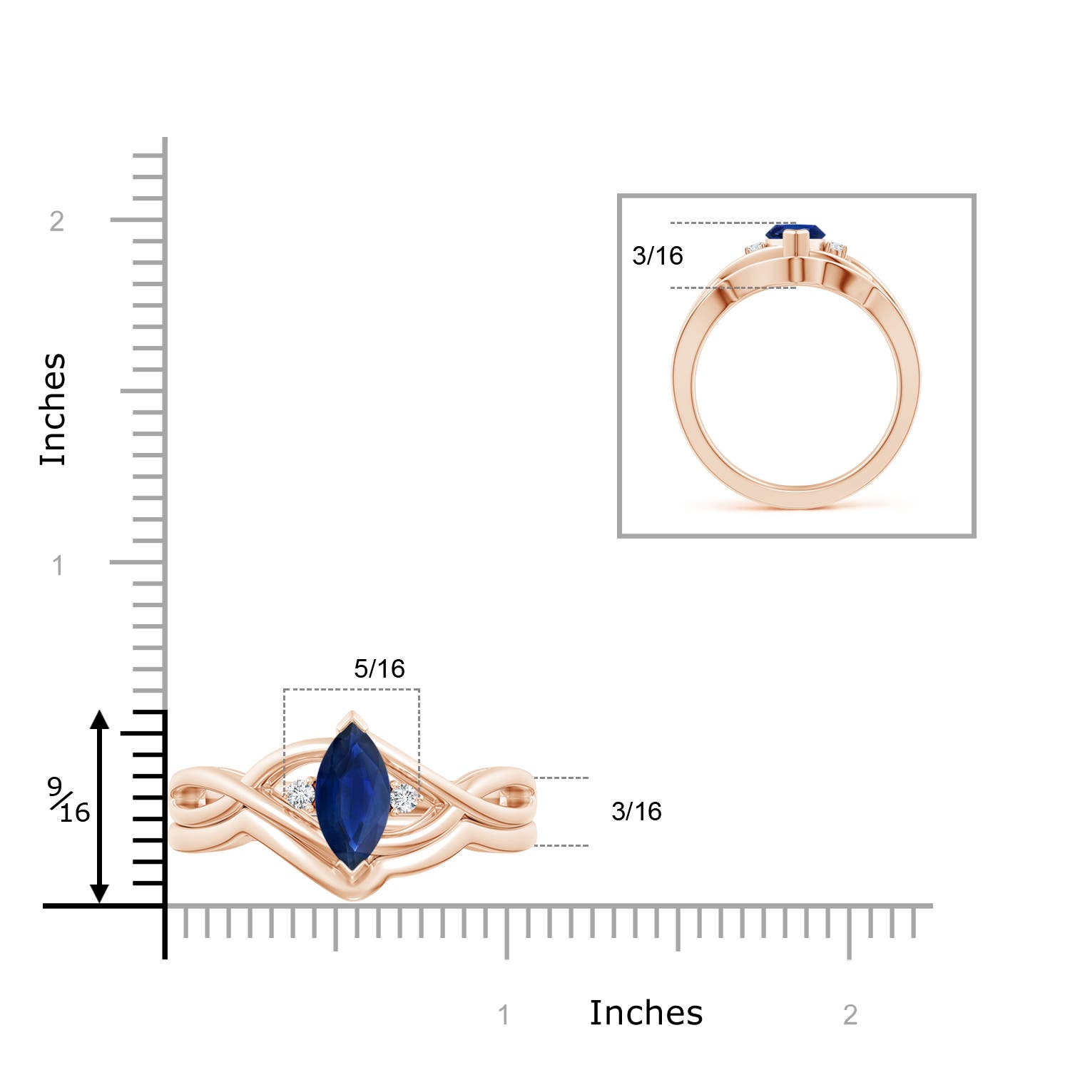 AA - Blue Sapphire / 1.18 CT / 14 KT Rose Gold