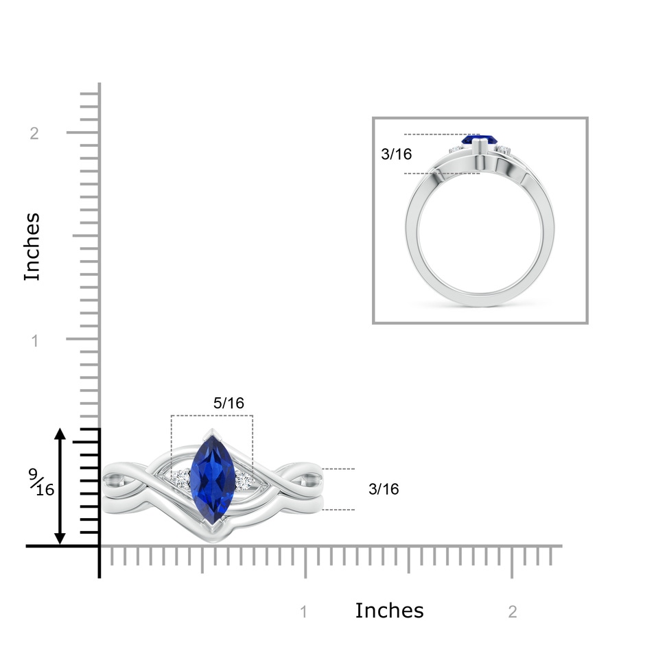 10x5mm AAA Marquise Sapphire and Round Diamond Infinity Bridal Set in White Gold product image