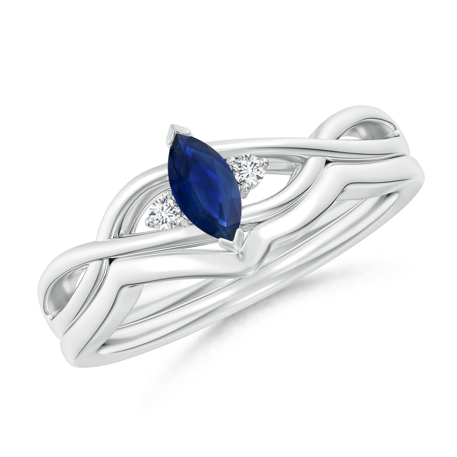 AA - Blue Sapphire / 0.33 CT / 14 KT White Gold