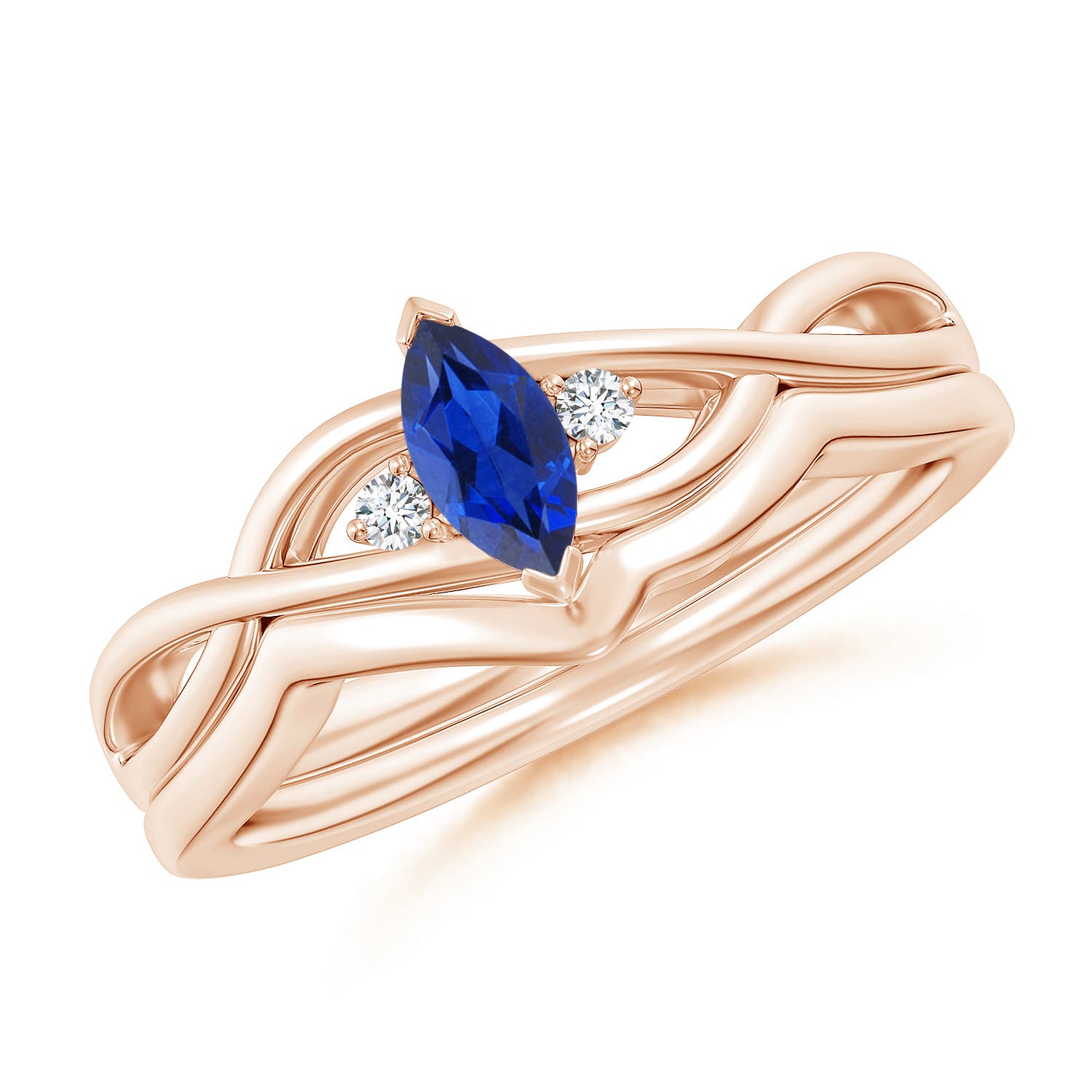 AAA - Blue Sapphire / 0.33 CT / 14 KT Rose Gold