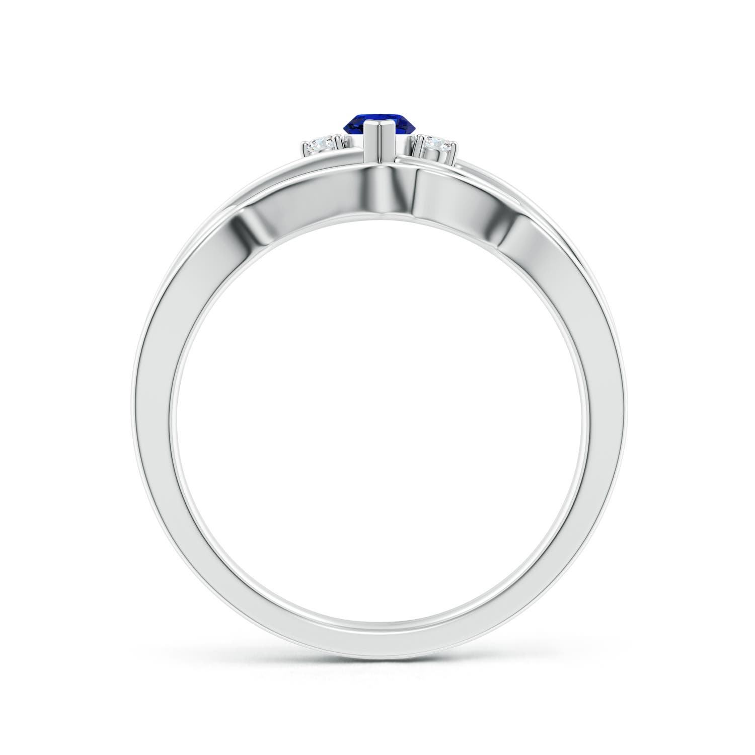 AAA - Blue Sapphire / 0.33 CT / 14 KT White Gold