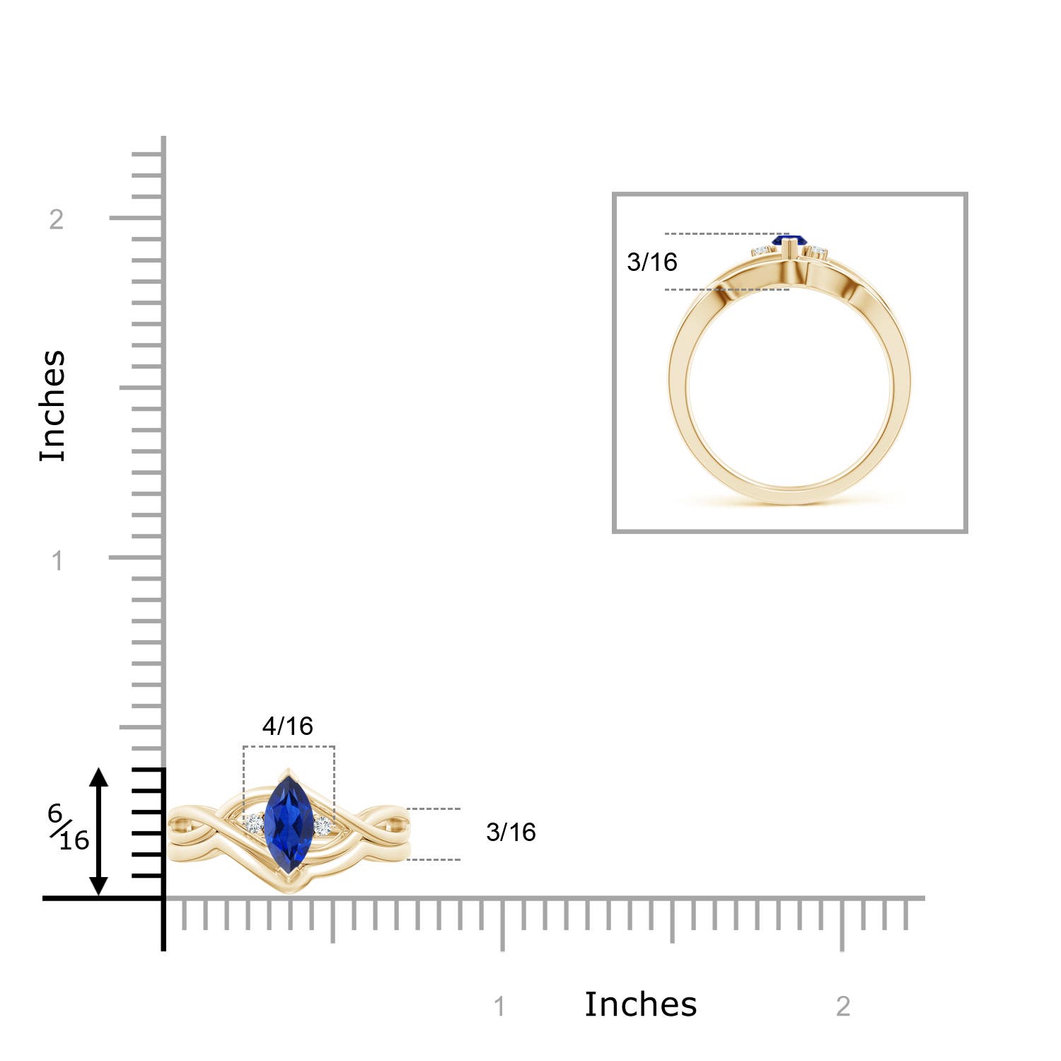 AAA - Blue Sapphire / 0.33 CT / 14 KT Yellow Gold