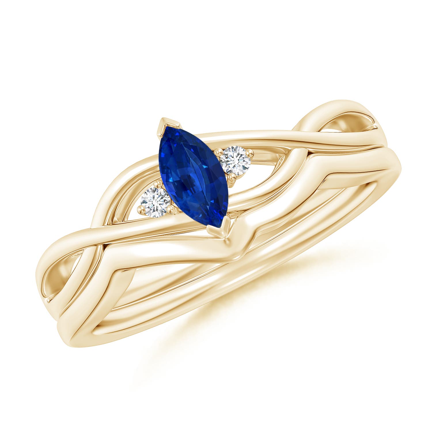 AAAA - Blue Sapphire / 0.33 CT / 14 KT Yellow Gold