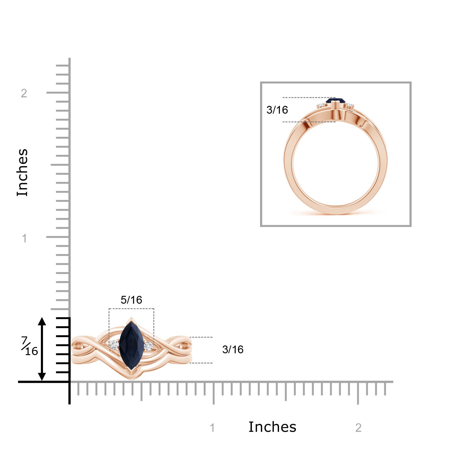 A - Blue Sapphire / 0.63 CT / 14 KT Rose Gold