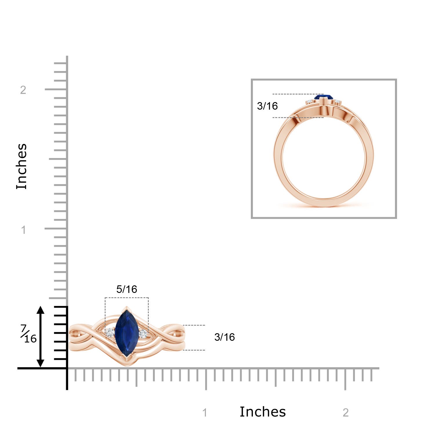 AA - Blue Sapphire / 0.63 CT / 14 KT Rose Gold