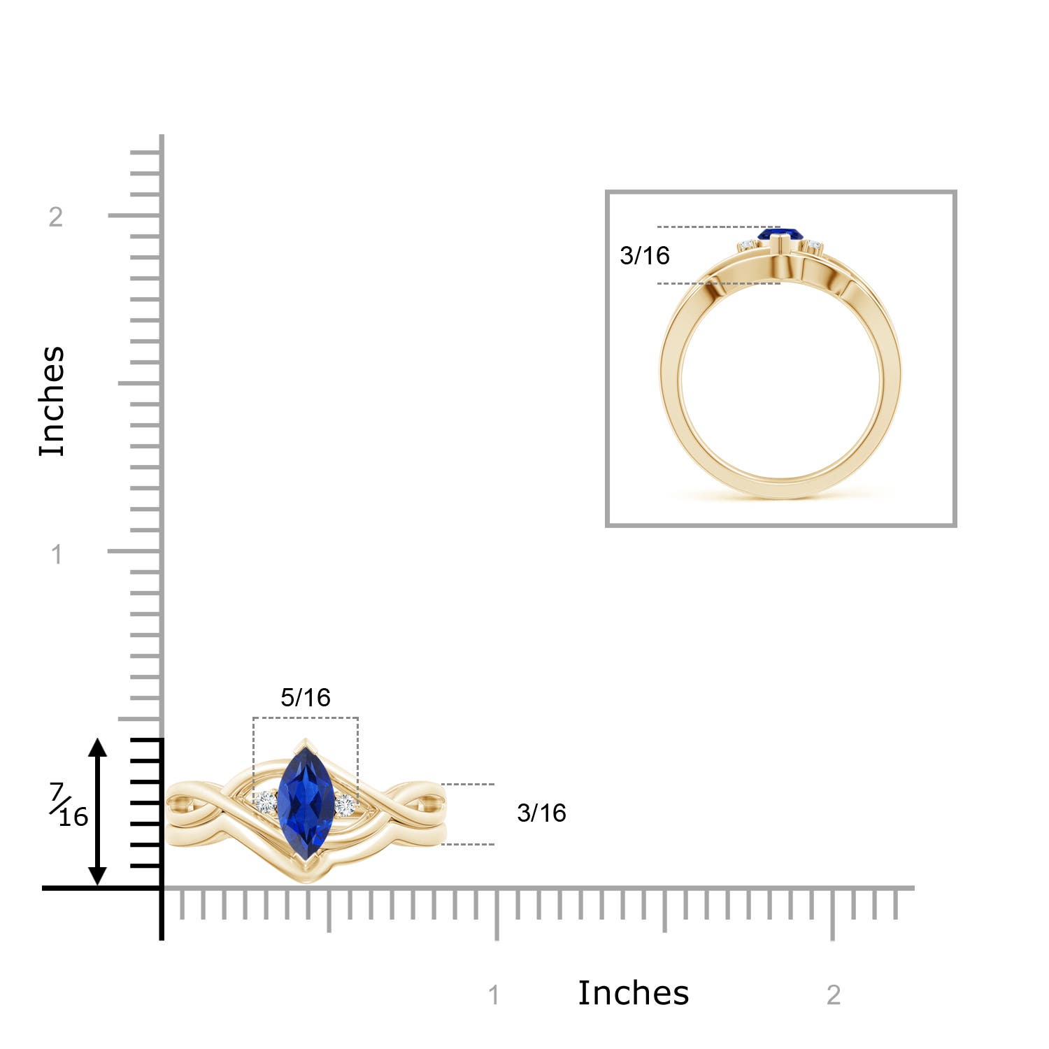 AAA - Blue Sapphire / 0.63 CT / 14 KT Yellow Gold