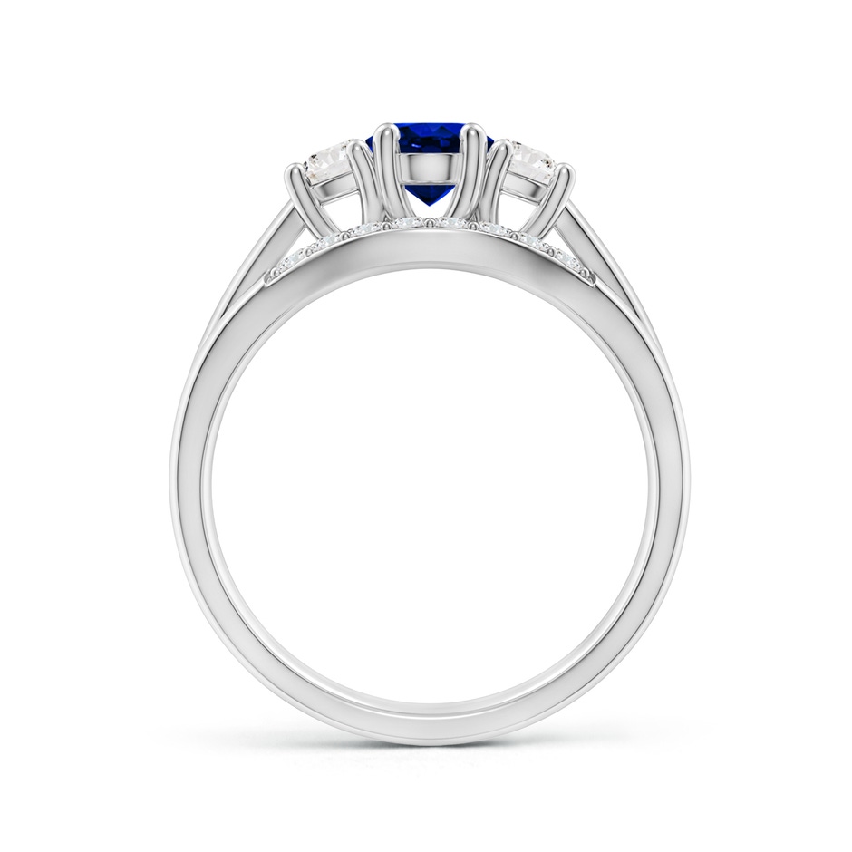 7x5mm Lab-Grown Classic Sapphire and Diamond Three Stone Bridal Set in 9K White Gold product image