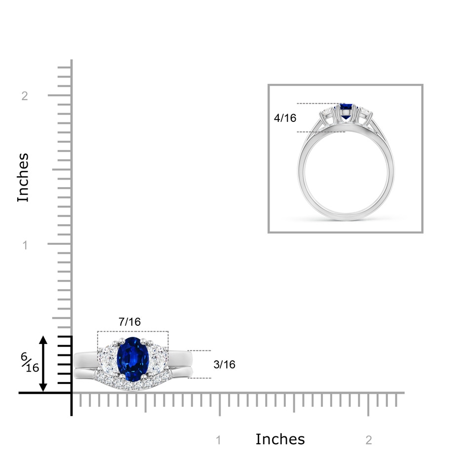 7x5mm Lab-Grown Classic Sapphire and Diamond Three Stone Bridal Set in 9K White Gold product image