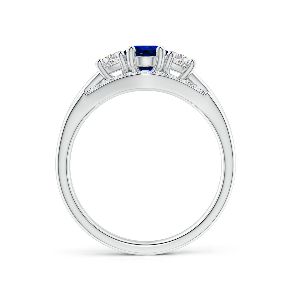 7x5mm Lab-Grown Classic Sapphire and Diamond Three Stone Bridal Set in P950 Platinum - side_1