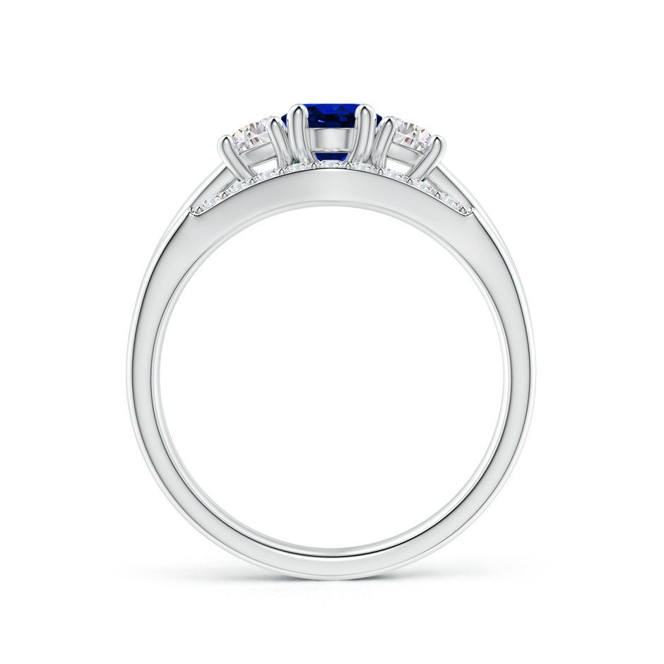 7x5mm Lab-Grown Classic Sapphire and Diamond Three Stone Bridal Set in P950 Platinum side-1