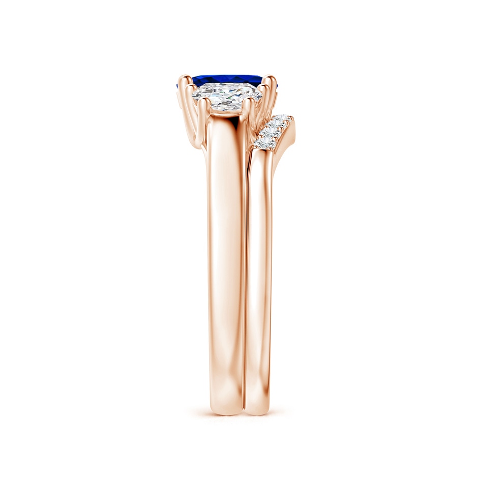 7x5mm Lab-Grown Classic Sapphire and Diamond Three Stone Bridal Set in Rose Gold side-2