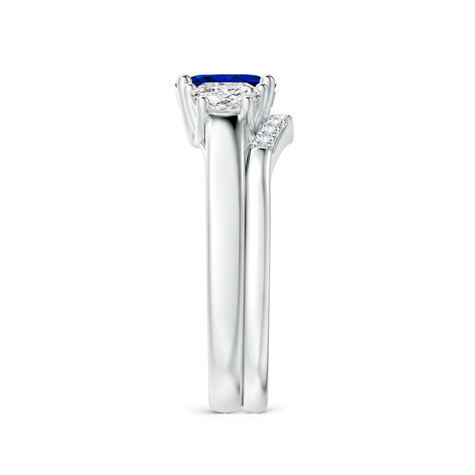 7x5mm Lab-Grown Classic Sapphire and Diamond Three Stone Bridal Set in White Gold side-2