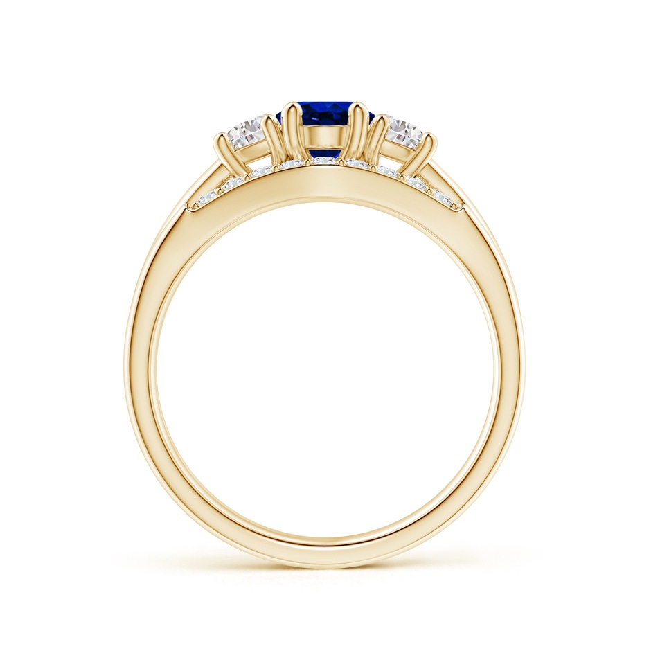 7x5mm Lab-Grown Classic Sapphire and Diamond Three Stone Bridal Set in Yellow Gold side-1
