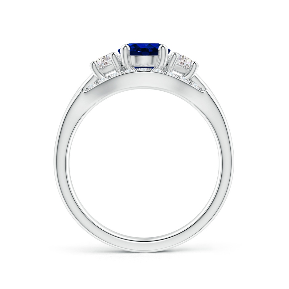8x6mm Lab-Grown Classic Sapphire and Diamond Three Stone Bridal Set in P950 Platinum side-1