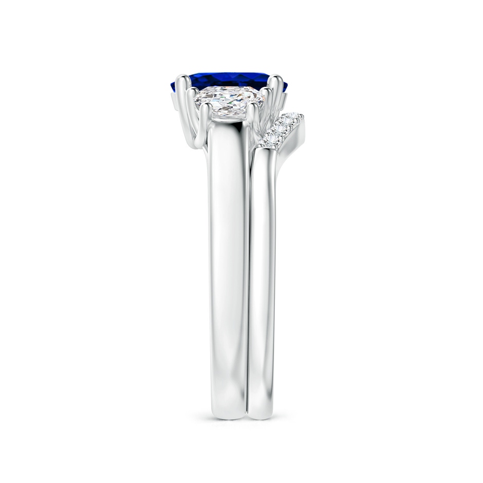 8x6mm Lab-Grown Classic Sapphire and Diamond Three Stone Bridal Set in P950 Platinum side-2