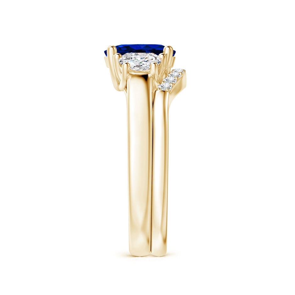8x6mm Lab-Grown Classic Sapphire and Diamond Three Stone Bridal Set in Yellow Gold side-2