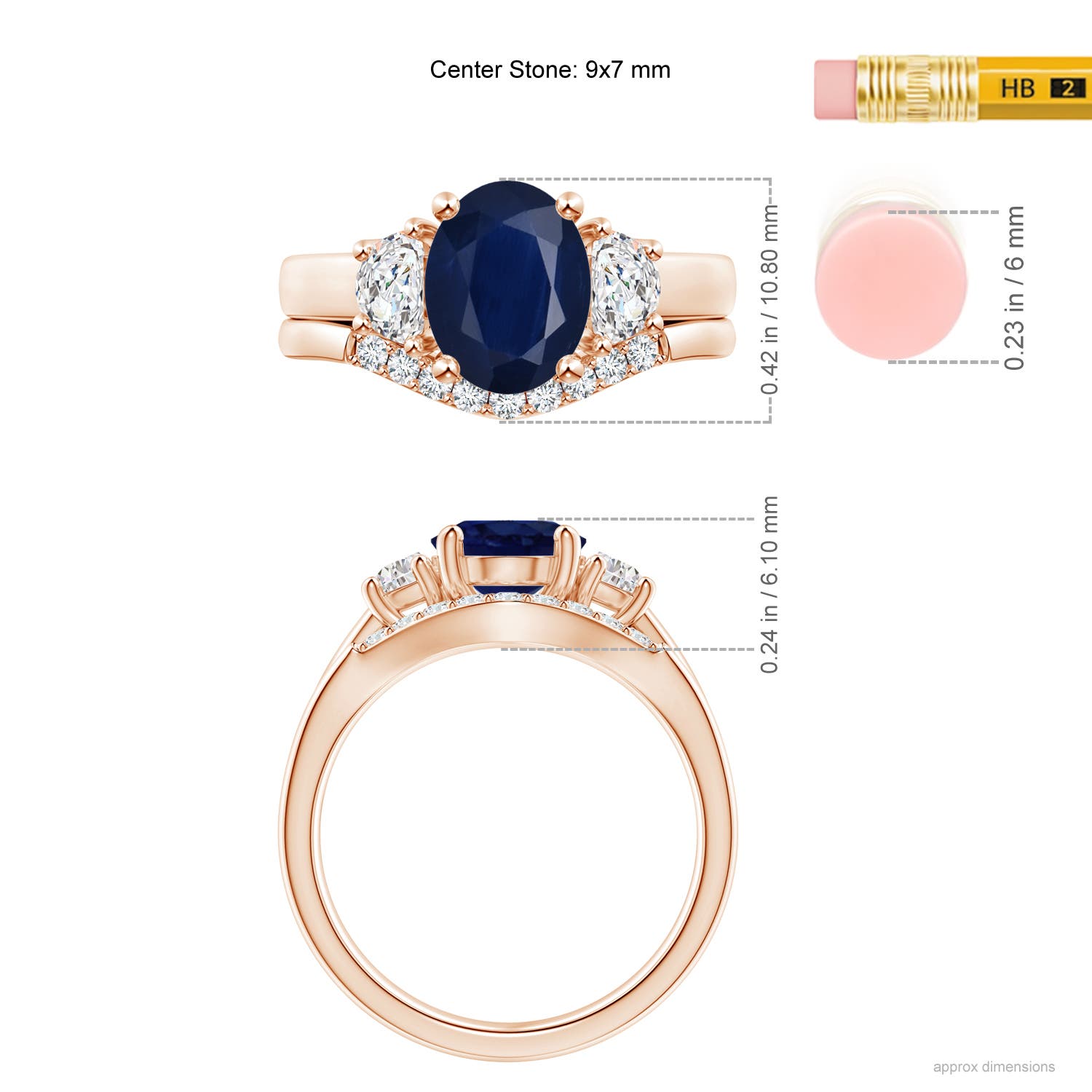 A - Blue Sapphire / 2.59 CT / 14 KT Rose Gold