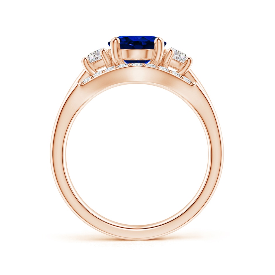 9x7mm Lab-Grown Classic Sapphire and Diamond Three Stone Bridal Set in Rose Gold side-1