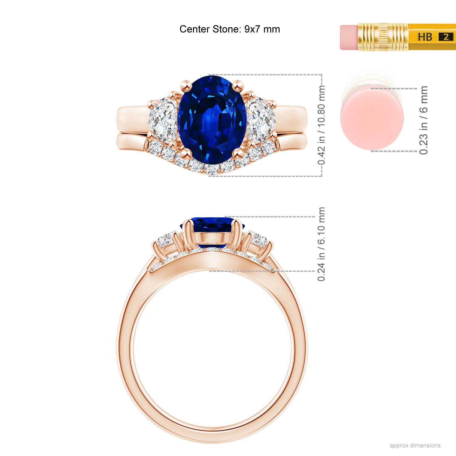 AAAA - Blue Sapphire / 2.59 CT / 14 KT Rose Gold