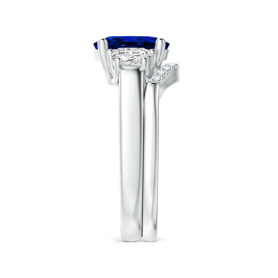 9x7mm Lab-Grown Classic Sapphire and Diamond Three Stone Bridal Set in White Gold side-2