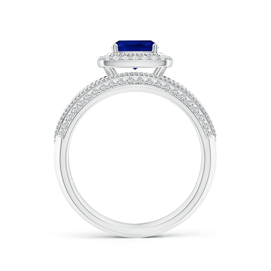 6mm AAAA Sapphire and Diamond Twisted Rope Vintage Style Bridal Set in P950 Platinum side 199