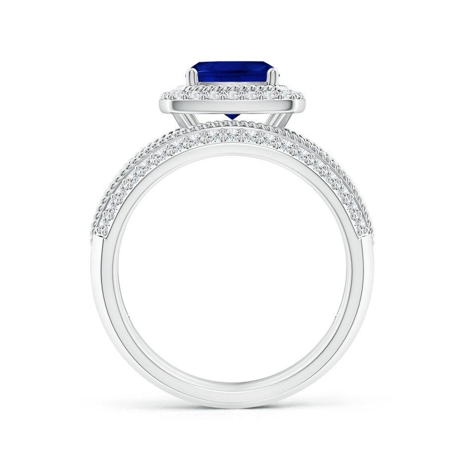 7mm AAAA Sapphire and Diamond Twisted Rope Vintage Style Bridal Set in P950 Platinum side 199