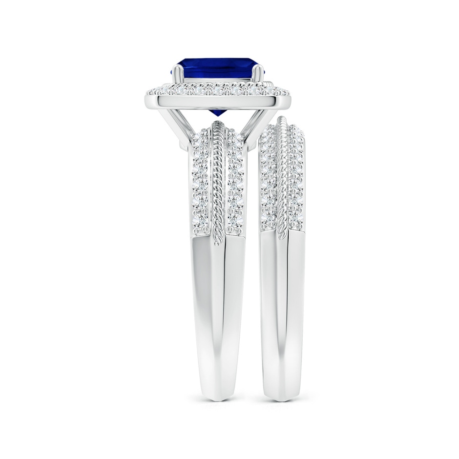 7mm AAAA Sapphire and Diamond Twisted Rope Vintage Style Bridal Set in P950 Platinum side 299