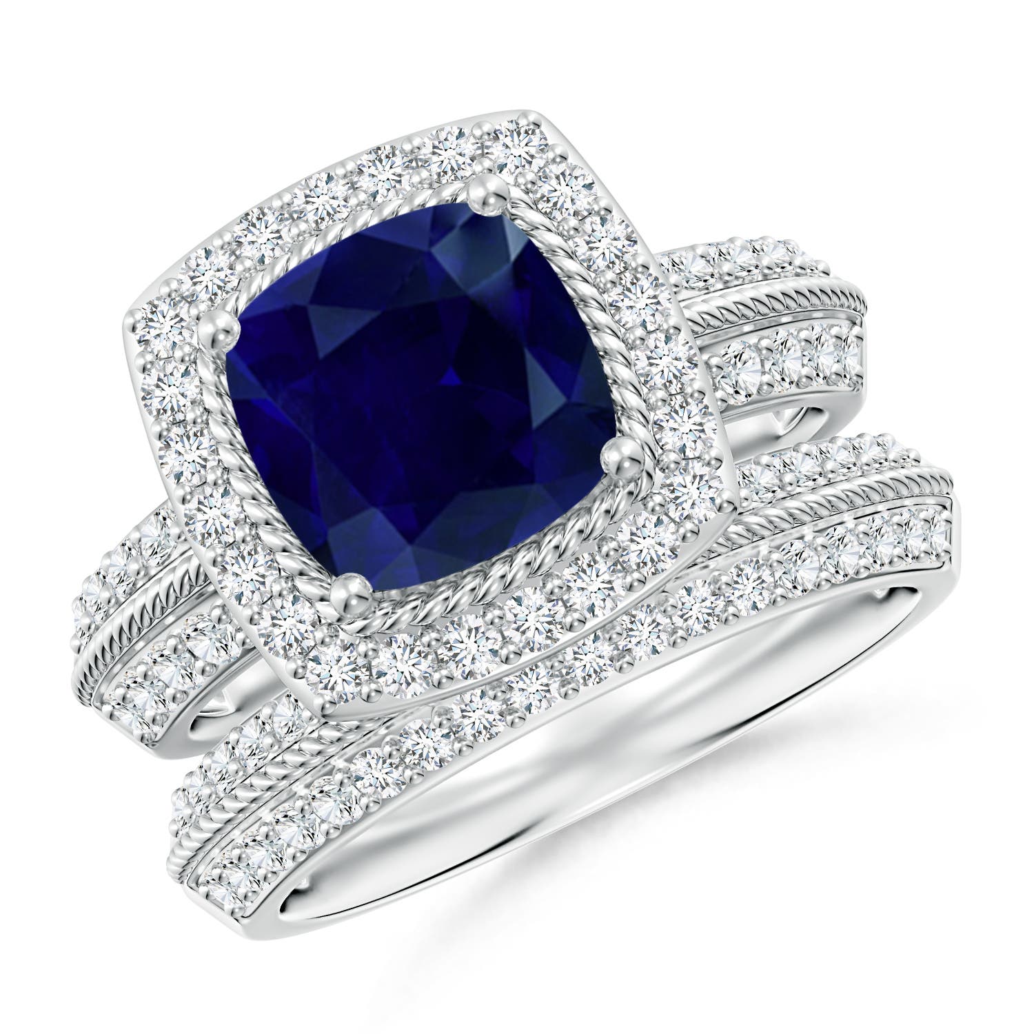 AA - Blue Sapphire / 3.38 CT / 14 KT White Gold