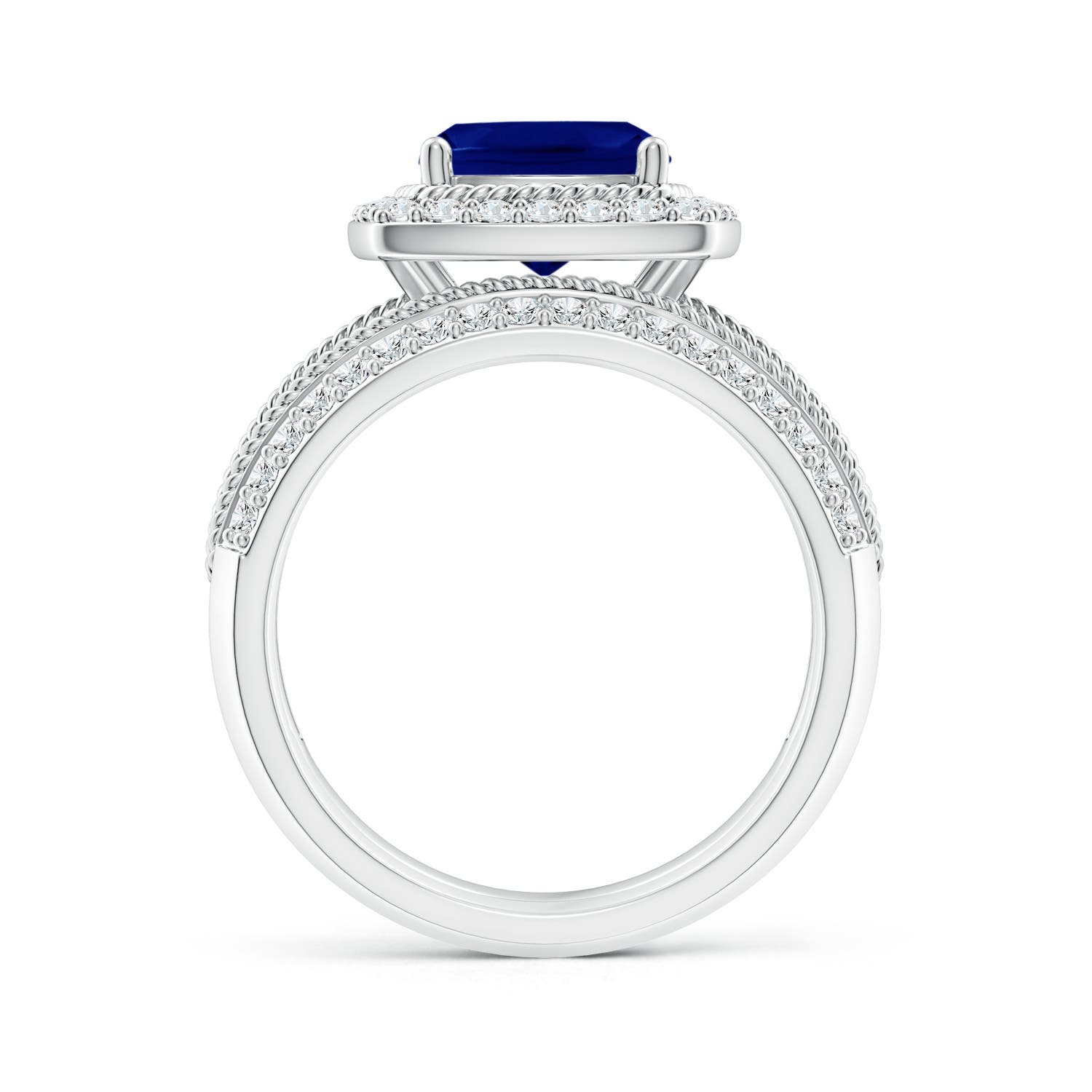 AAA - Blue Sapphire / 3.38 CT / 14 KT White Gold