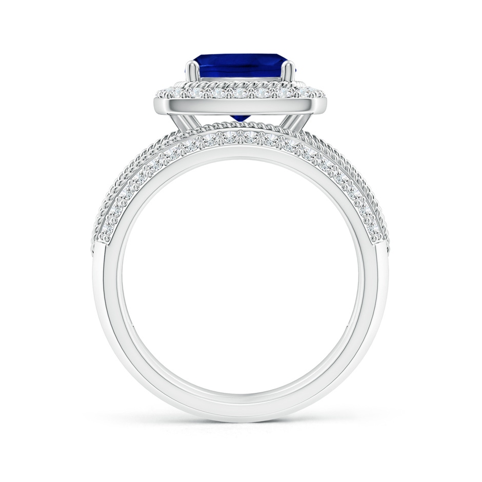 8mm AAAA Sapphire and Diamond Twisted Rope Vintage Style Bridal Set in P950 Platinum side 199