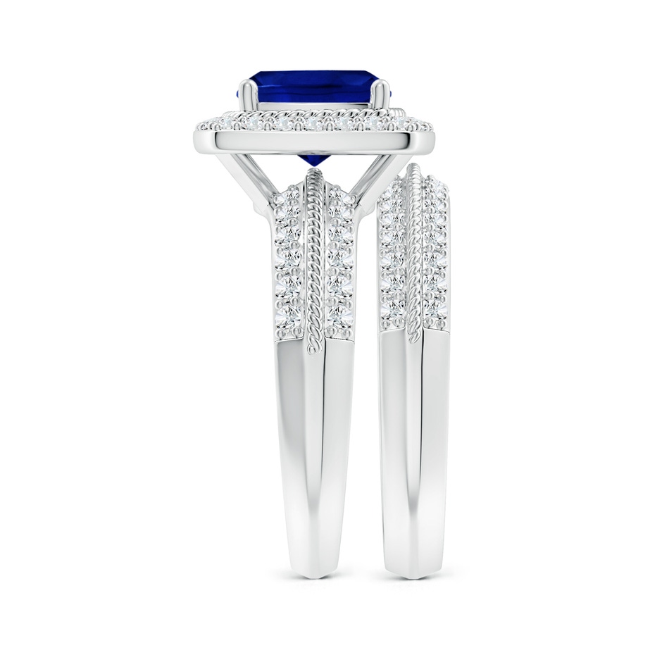 8mm AAAA Sapphire and Diamond Twisted Rope Vintage Style Bridal Set in P950 Platinum side 299