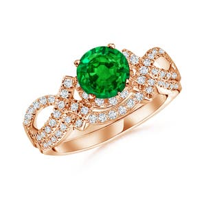 AAAA - Emerald / 1.06 CT / 14 KT Rose Gold