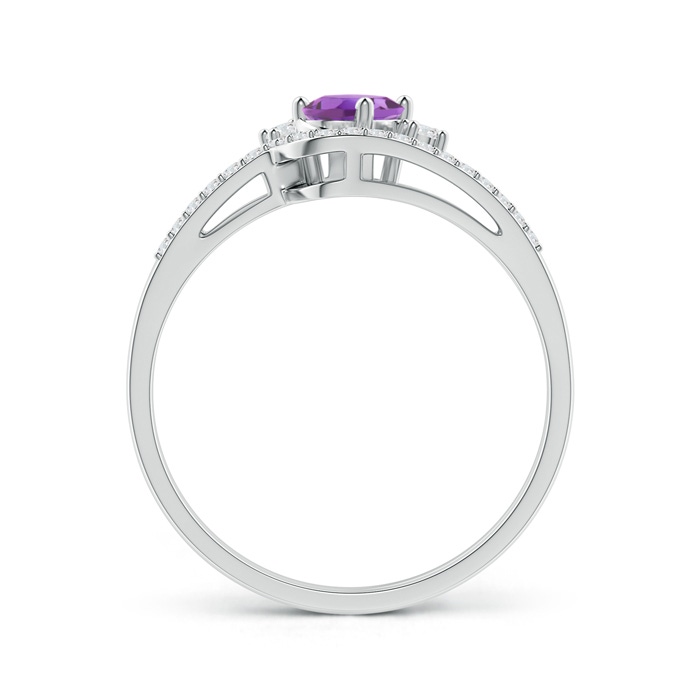 6x4mm A Oval Amethyst and Diamond Wedding Band Ring Set in White Gold product image