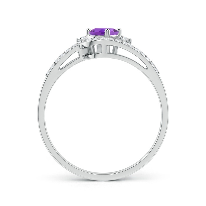 6x4mm AA Oval Amethyst and Diamond Wedding Band Ring Set in P950 Platinum product image