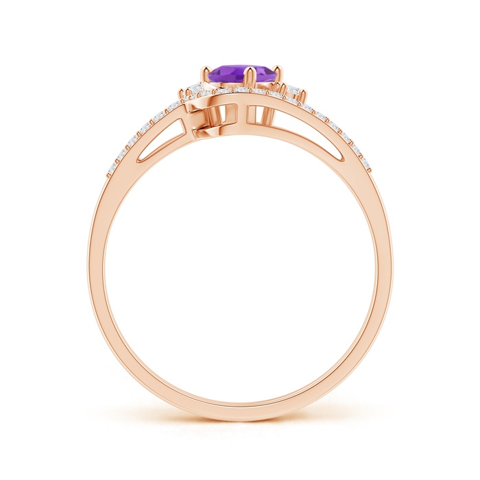 6x4mm AA Oval Amethyst and Diamond Wedding Band Ring Set in Rose Gold product image